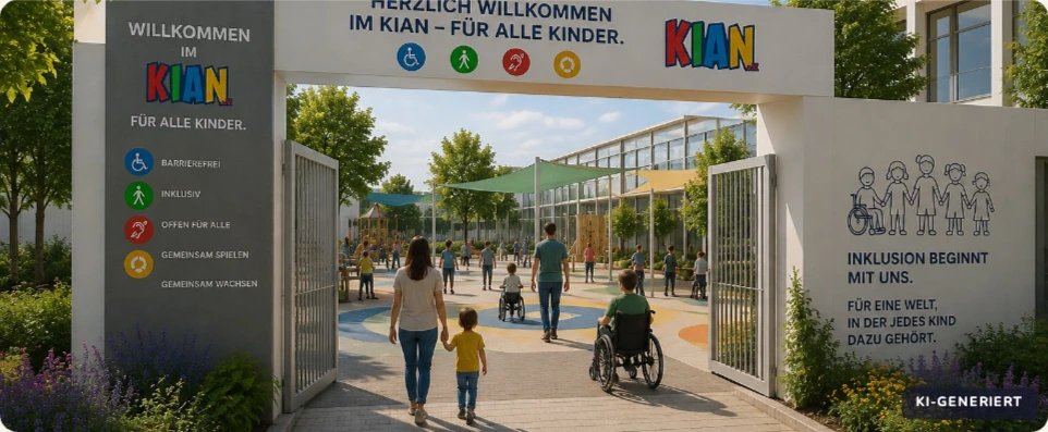 Visualisierung der Eingangssituation von inKlusIAN: Willkommen im KIAN für alle Kinder